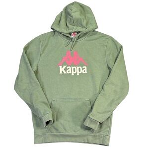 Kappa Authentic Malmo 2 Logo Hoodie Men’s X-Large Olive Green Omini Pink Logo